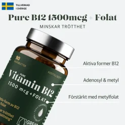 B12-vitamin Adenosyl-/Metylkobalamin 1500mcg + Folat 90t