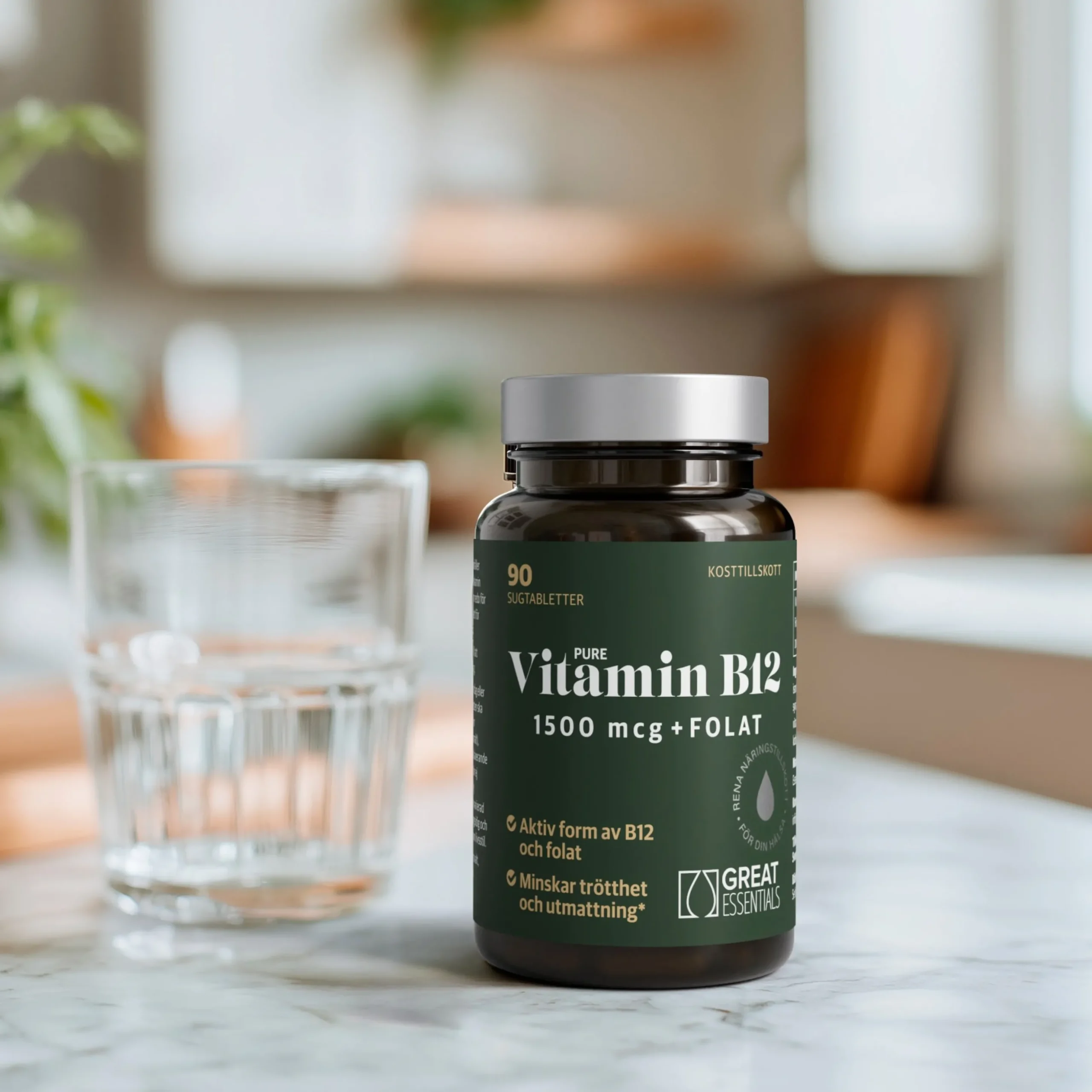 B12-vitamin Adenosyl-/Metylkobalamin 1500mcg + Folat Ekonomipack 2x90t