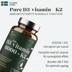 D3-vitamin 6000IE + K2 Ekonomipack 2x90k