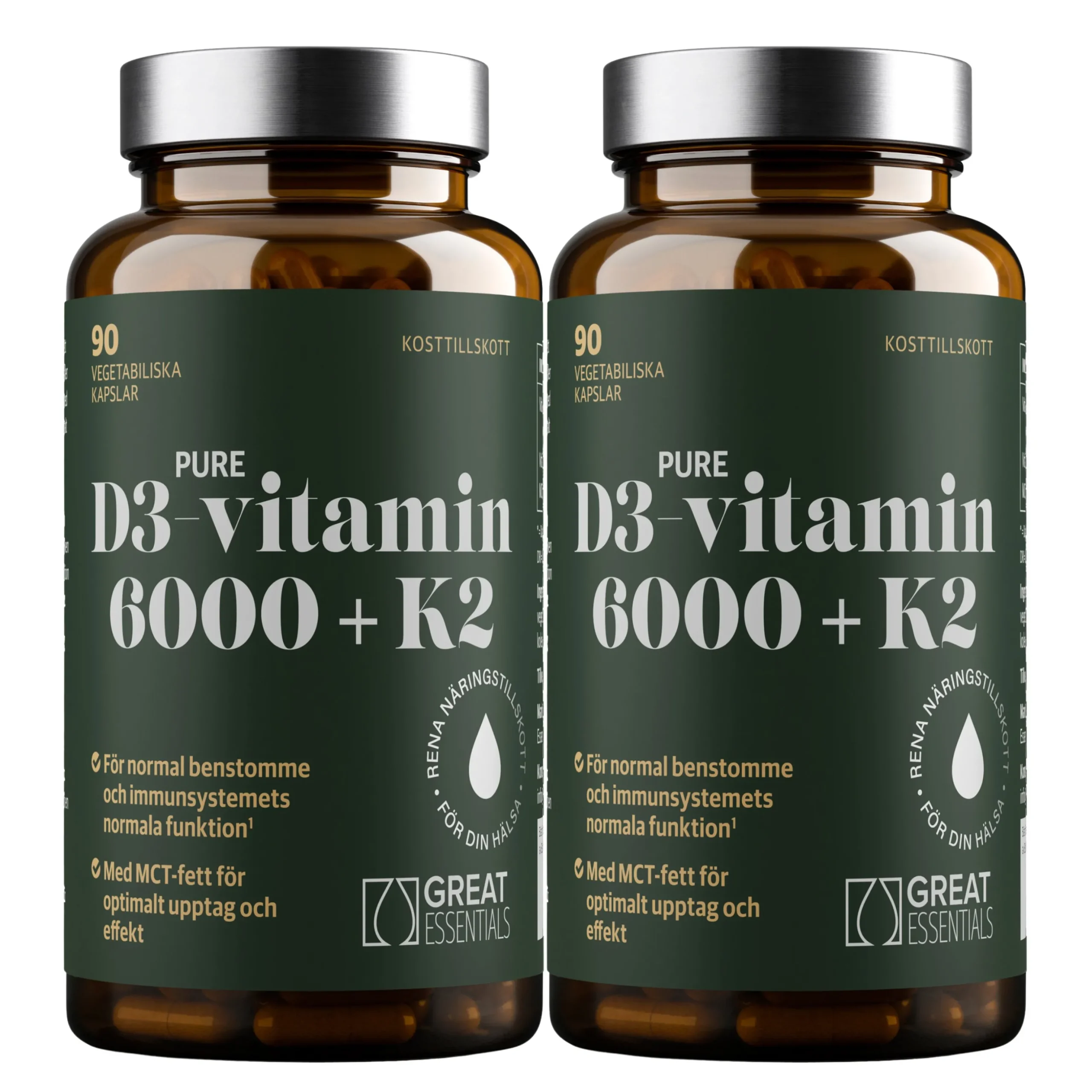 D3-vitamin 6000IE + K2 Ekonomipack 2x90k