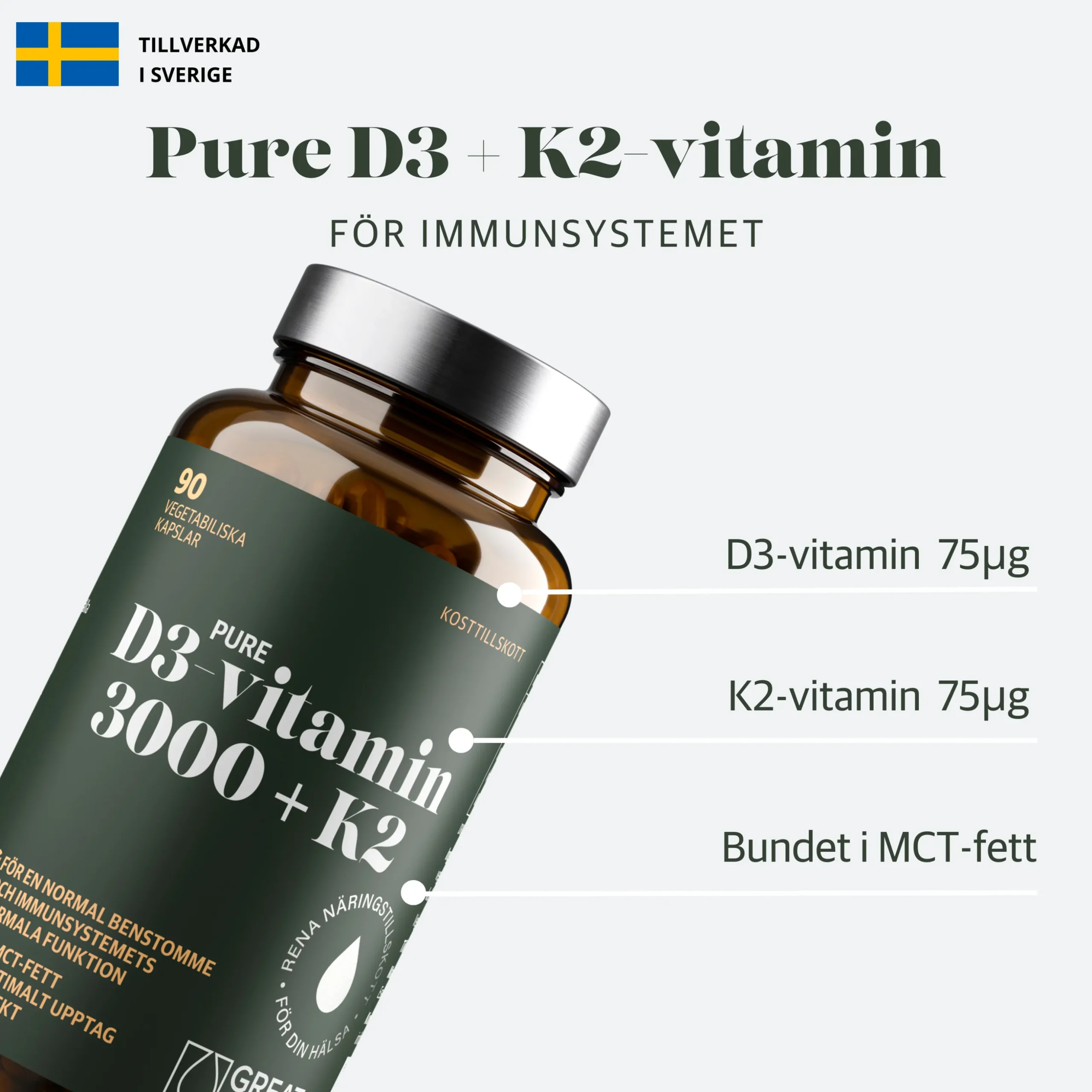 D3-vitamin 3000IE + K2 90k