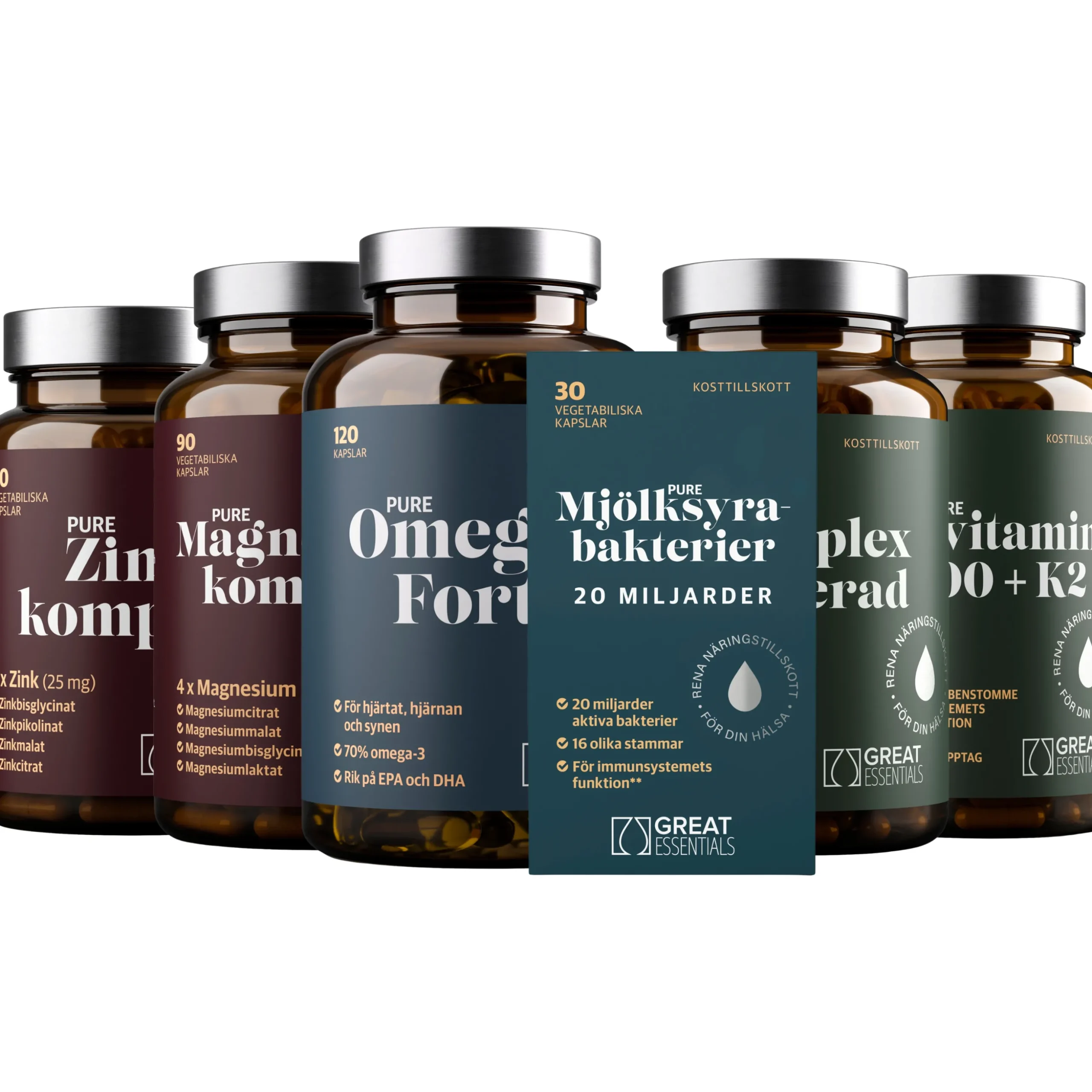 Essentials Kit+ x D3+K2, B-vitaminer, Omega-3, Bakterier, Magnesium & Zink