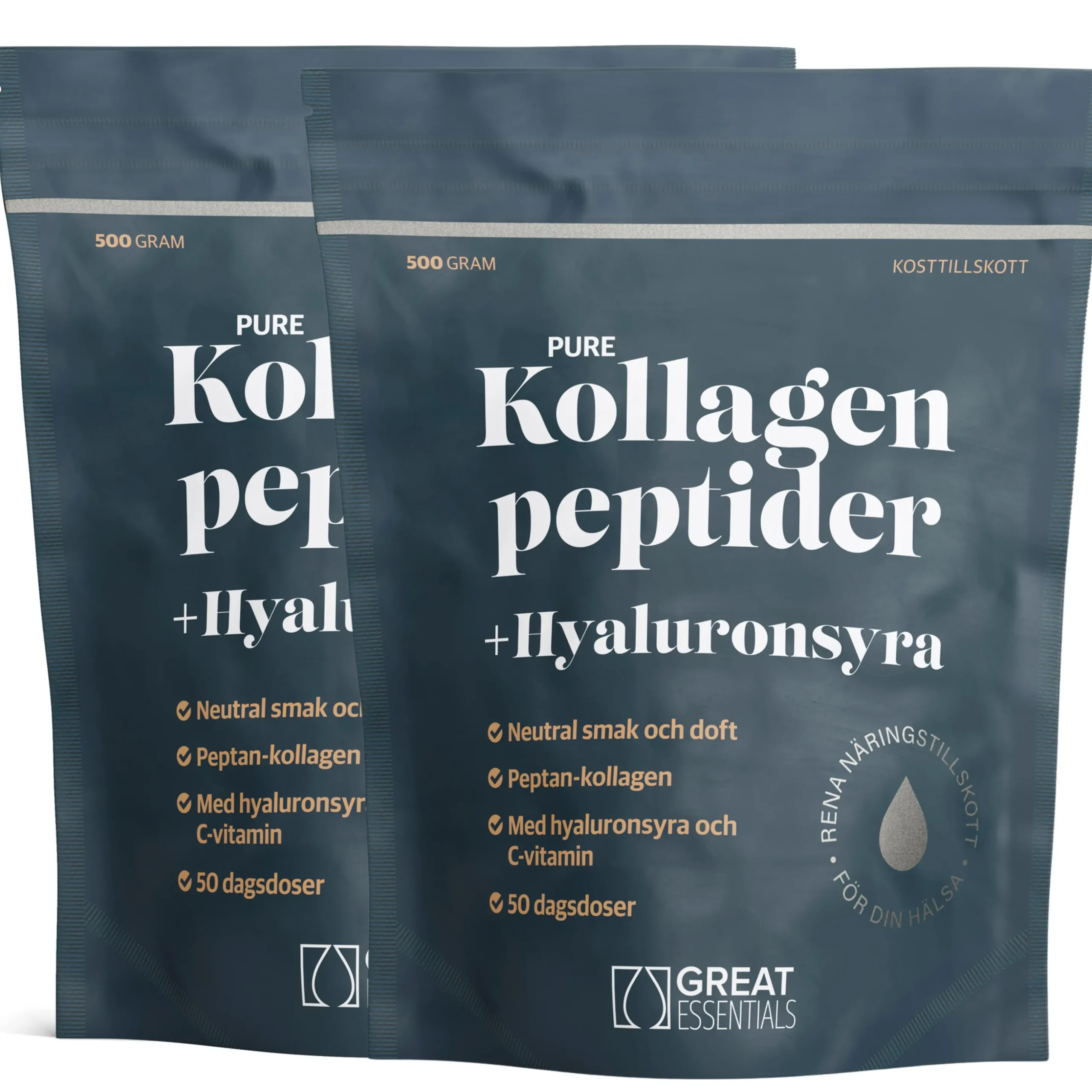 Kollagenpeptider + Hyaluronsyra Ekonomipack 2x500g