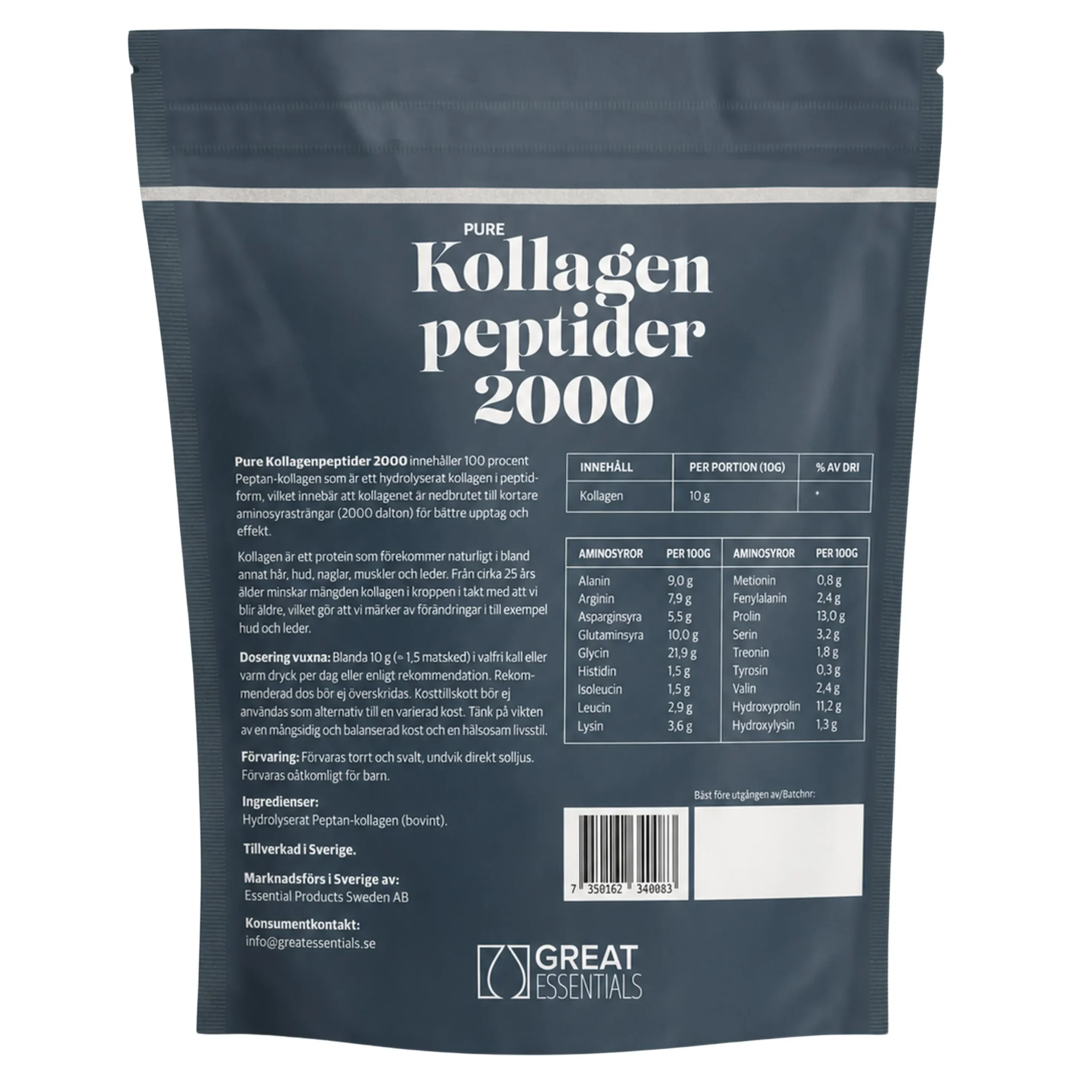 Kollagenpeptider 2000kDa Ekonomipack 2x500g