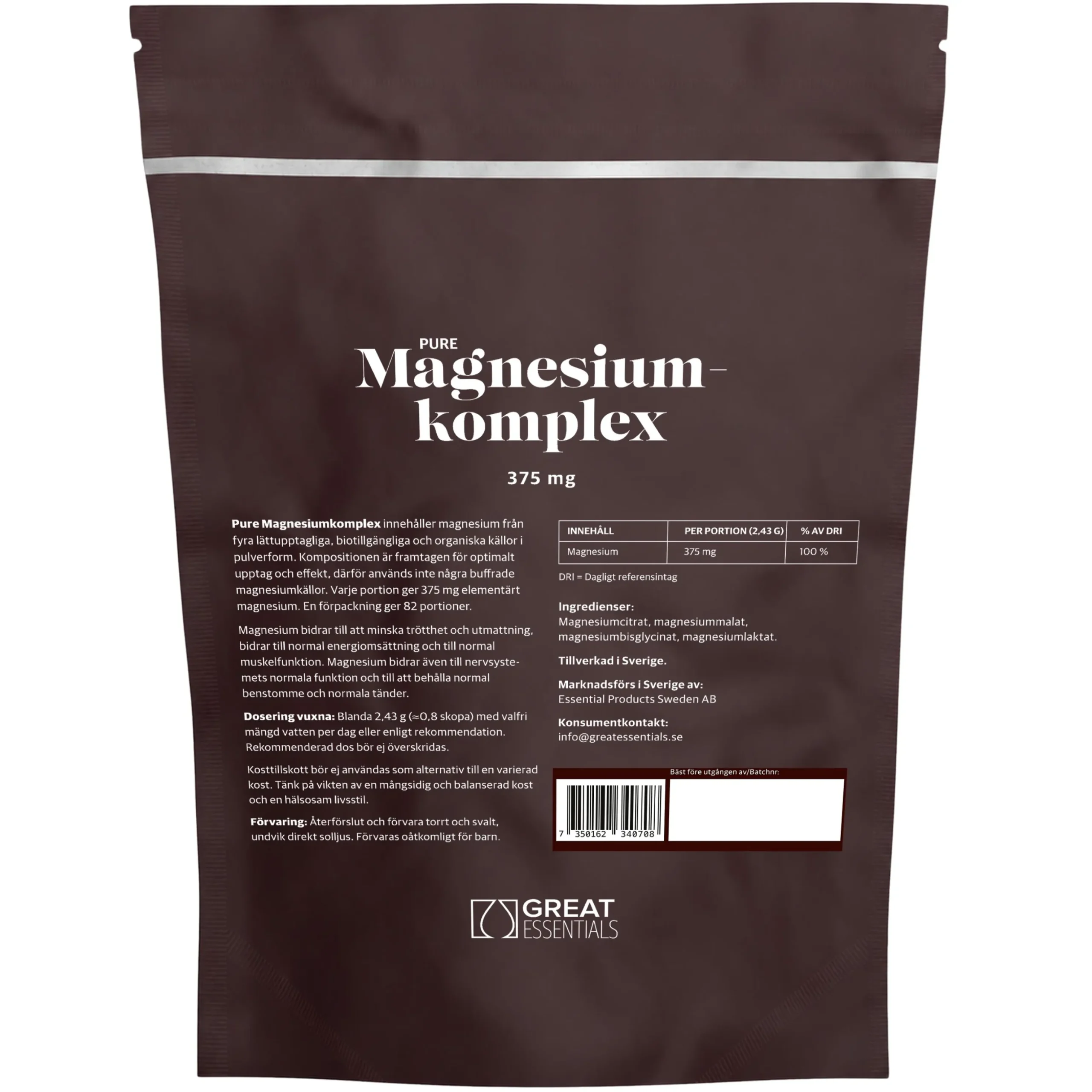Magnesiumkomplex 375mg Ekonomipack 2x200g