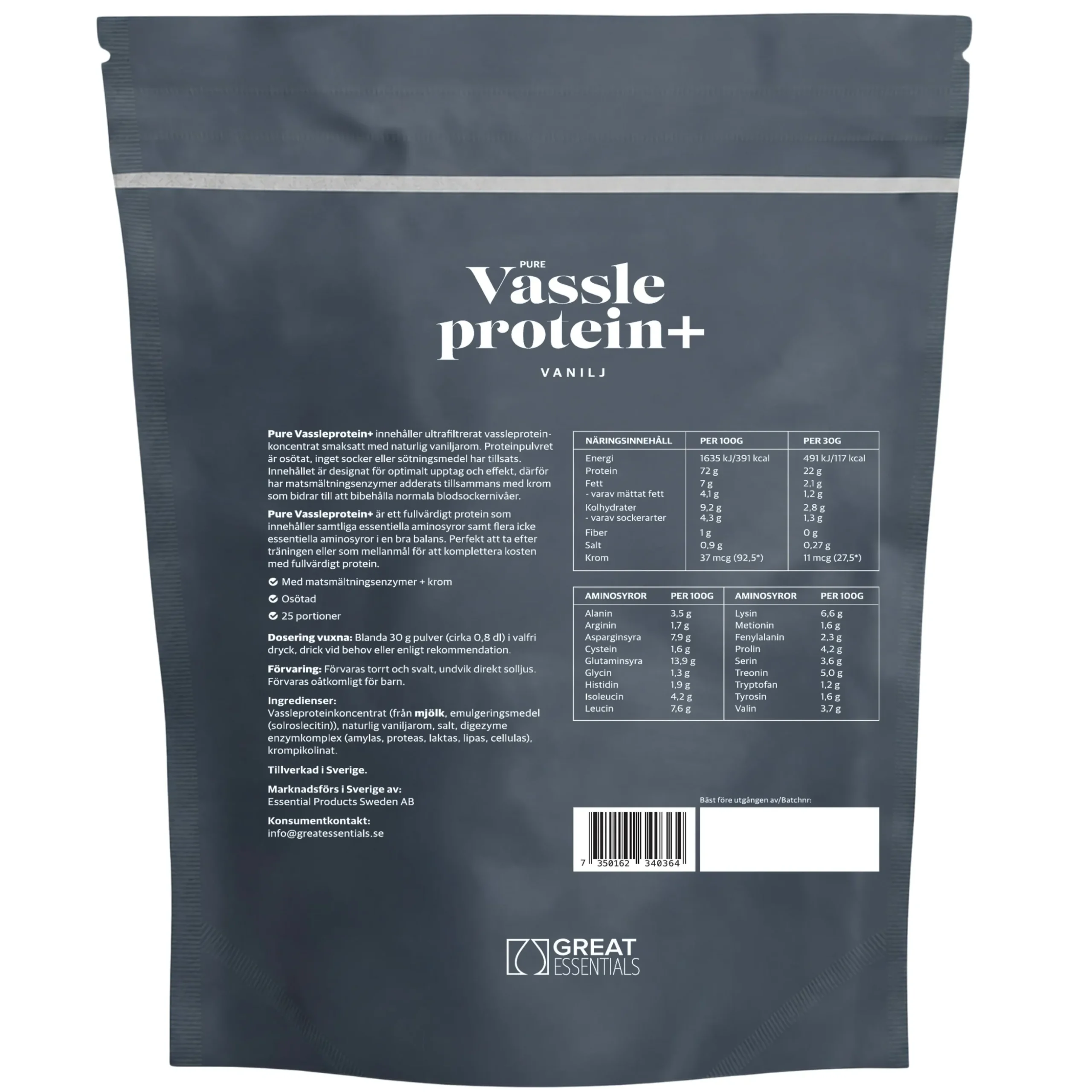 Vassleprotein+ Vanilj Ekonomipack 2x500g